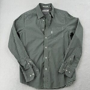Ben Sherman Mens Small Shirt Green Plaid Long Sleeve Button-Front Cotton